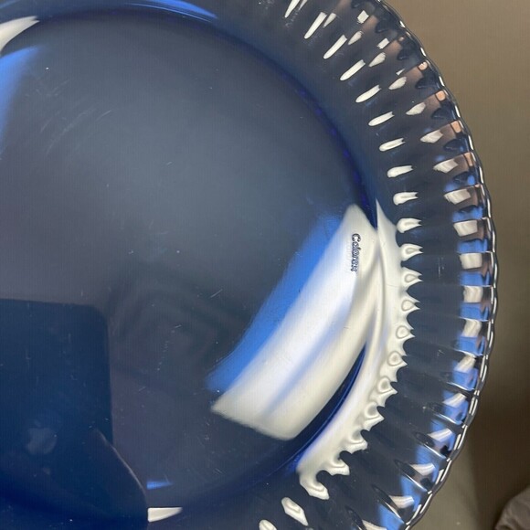 Colorex Cobalt Blue Dinner Glass Plates Fluted Edge Scalloped Brazil Lot of 2 - Picture 7 of 10